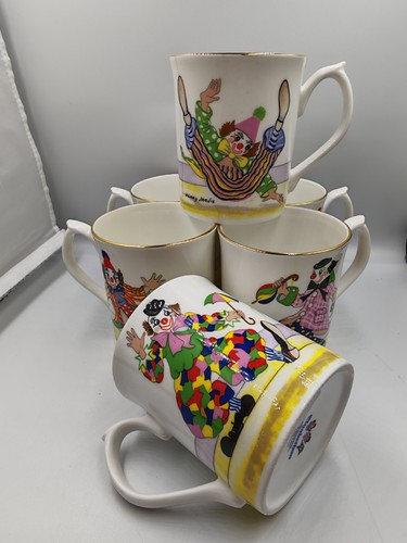 Vintage elizabethan clown mugs - elizabethan,
