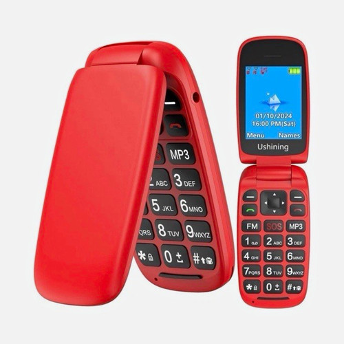 Ushining simple phone red - simple, flip