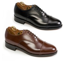 SANDERS OXFORD UNIFORM / OFFICERS LEATHER SHOES, UK-MADE, BLACK or BROWN [70425]