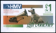 HMV £1 GIFT VOUCHER CHRISTMAS 1997