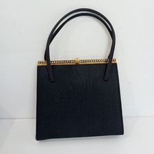 Vintage Top Handle Handbag Black Gold Embellished Structured WRDC