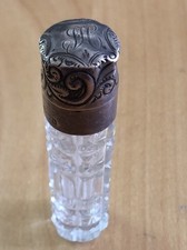 Antique Sterling Silver Cut Glass Perfume Bottle 1901 Birmingham Signed IH