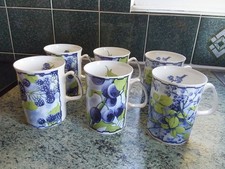 6 Rose of England Fine Bone China Mugs 2 Plum 2 Blackberry 2  Elderberry