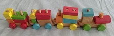 Wooden Train With 2 Carriages And 15 Coloured Blocks Set - Good Condition