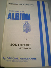 BRIGHTON & HOVE ALBION V SOUTHPORT, 24th OCTOBER 1973, NO WRITING, STAPLE REMOVE