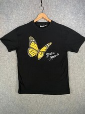 Palm Angles Shirt Mens Medium Black Butterfly Big Logo Streetwear