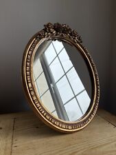 Antique Style Gold Oval Framed Freestanding Vanity Mirror Roses
