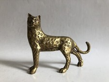 Brass Leopard Cheetah Big Cat Figure Figurine Animal Ornament Hi
