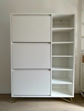 Made.com Shoe Cabinet White with Gold legs Excellent Condition read descriptions