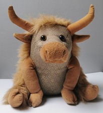 Dora Designs Angus Highland Cow Doorstop Faux Fur & Brocade Country Decor 27cm