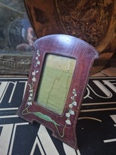 Vintage old art nouveau polychrome white lilly picture photo frame