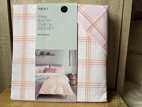 Pink reversible check duvet - pink,