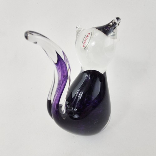 Art glass cat paperweight - glass,