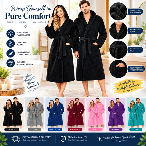 Cotton hooded bathrobe - hooded,