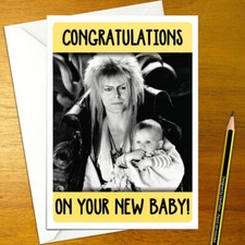 DAVID BOWIE Personalised Congratulations Baby Card - iggy labyrinth personalized