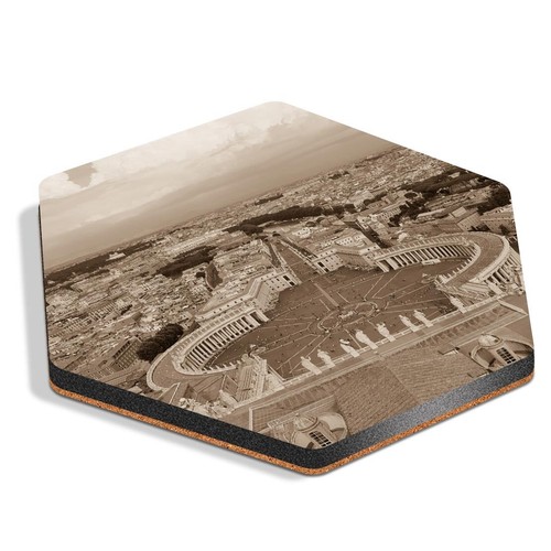 Hexagon mdf coaster vatican - hexagon,