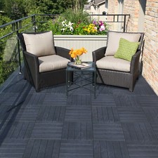 10 Garden Interlocking Decking Tiles - Recycled Rubber Material - 30 x 30cm