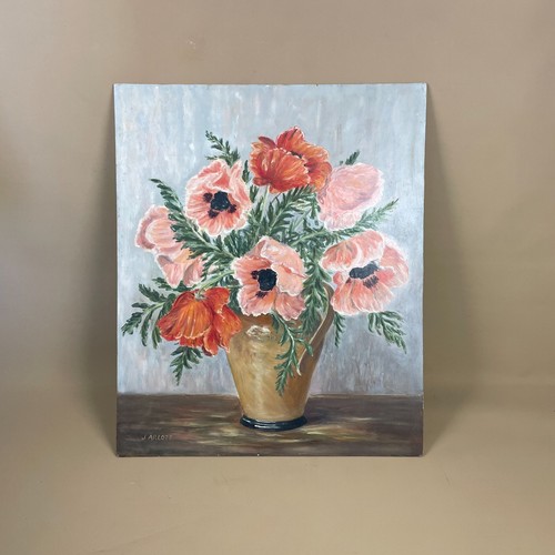 Vintage floral oil painting - vintage,