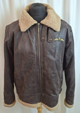 Royal Air Force RAF Official Leather Flying Jacket Fur Lined Brown Large A3758