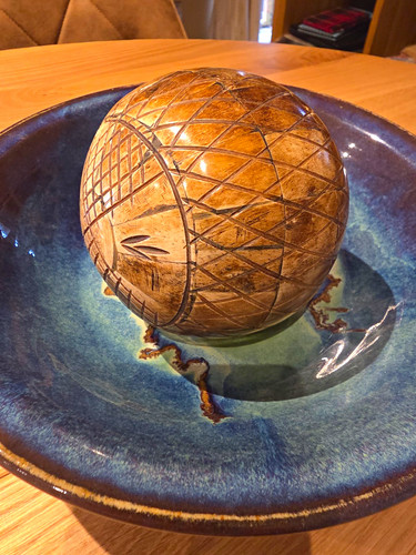 Carved wooden decorative ball - decorative,
