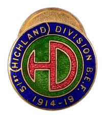 World War One 51st Highland Division BEF 1914-1919 Enamel Tribute Brooch Badge
