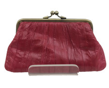 Women's Becksondergaard Clutch Small Pink Eelskin Pleated Kiss Lock Used F1