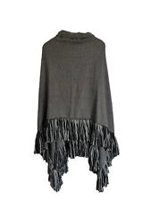 Topshop Y2K 00s Fringe Tassel Hem Poncho Acrylic Wool Designer One Size 16 18 20