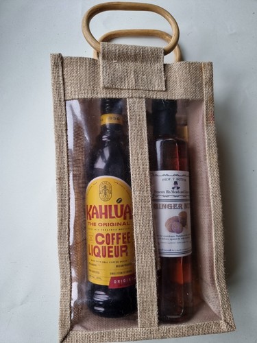 Jute hessian gift wine bag - hessian, gift/