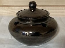 Brown Glazed Studio Pottery Pot Pourri / Pomander / Lavender Pot Maker Signed