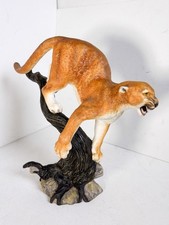 Franklin Mint Porcelain Defender "Mountain Lion" Vintage Animal Cat Figurine