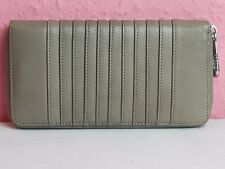 Episode Grey Leather Continental Purse Wallet With Striped Pattern 
