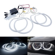 4x 131MM CCFL Halo Rings Kit Angel Eyes Headlight Lamp For BMW E46 E36 E39 White