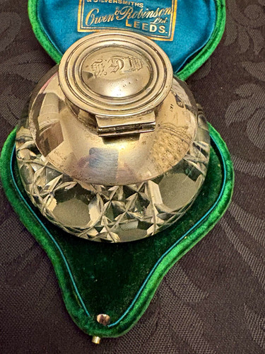 Silver c1904 desk inkwell - silver,