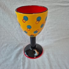 Rare Encore Goblet Age Is Like Wine Goblet Yellow Ceramic Decor Glass Large 7"