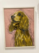 BEAUTIFUL DOG PAINTING ON LINEN