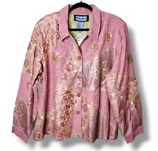 NWT Indigo Moon Dusty Pink Sequined Lace Jacket XL Floral Appliqué QVC Artisanal