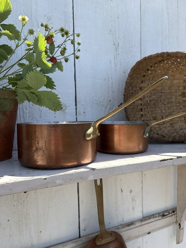 Vintage french copper pans - french,