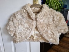 Women's Coast Rachella Faux Fur Shrug Cover Up - Ivory - Size S - Wedding Bridal
