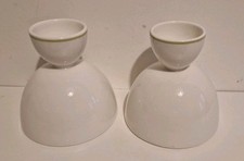 SET OF 2 DISNEY CRUISE LINE WHITE CERAMIC EGG CUPS EXCLUSIVE DESIGN ENGLAND