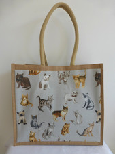 CATS Kitten - Upcycled new Jute Hessian Shopping bag, weatherproof lining #2