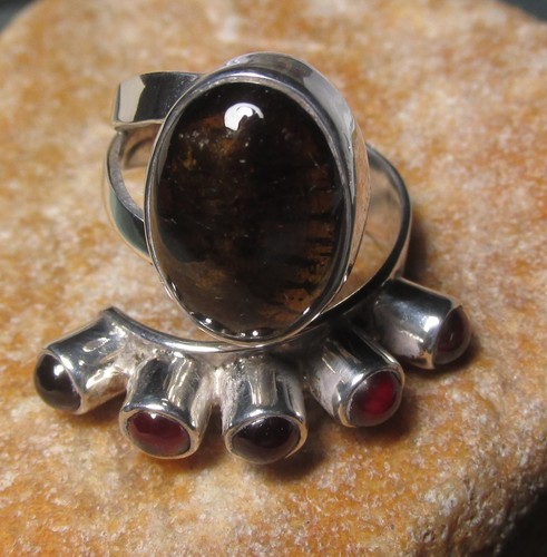925 silver curled - cab, smoky