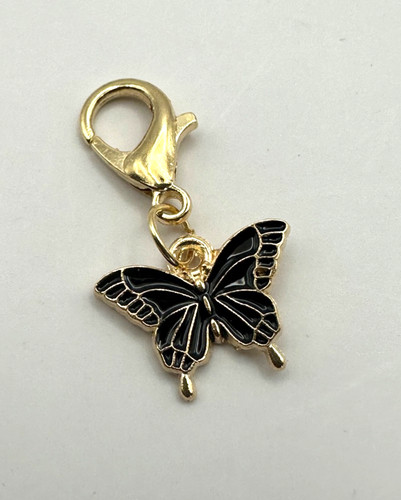 Pretty black enamel butterfly - enamel,