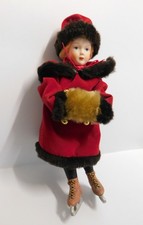 Vintage Past Times Victorian Skating Bisque Doll 20cm