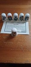 6 China Thimbles Showing The Fairy Dell By The Thimble Guild & With Certificate.