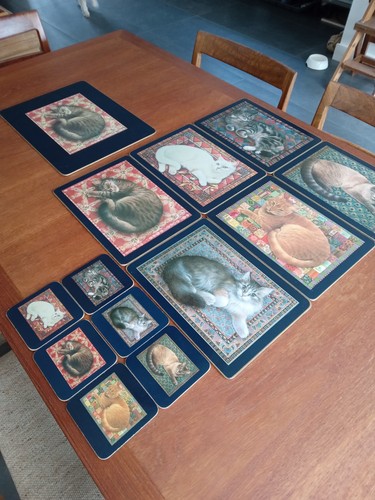 Table mats coasters - table, cat