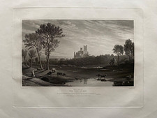 1827 Antique Print; East View of Ely, Cambridgeshire after G.F. Robson