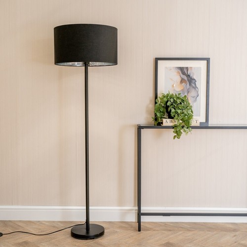 Black stem floor lamp - black, &