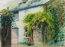 Small Vintage Welsh Countryside Watercolor, Cae Derwin, 1982, by CJ Thomas