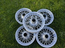 FIVE x JAGUAR XK 120 140 150 - 5K x 16 - 60 SPOKE Wire Wheels painted Silver