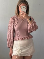 Free People Pink Ruffle Peplum